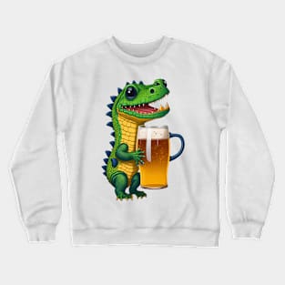 Cute Baby Croc With A Beer Mug Crewneck Sweatshirt